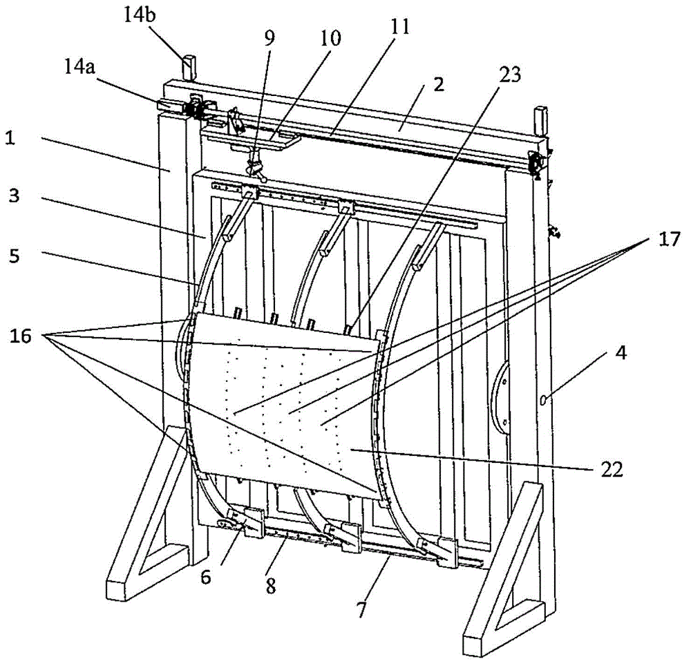 Flexible measurement and control tooling system and measurement and control method for large complex-shaped wall panels