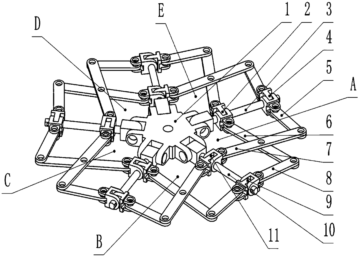 Shear type unit imitation cobweb space expandable mechanism