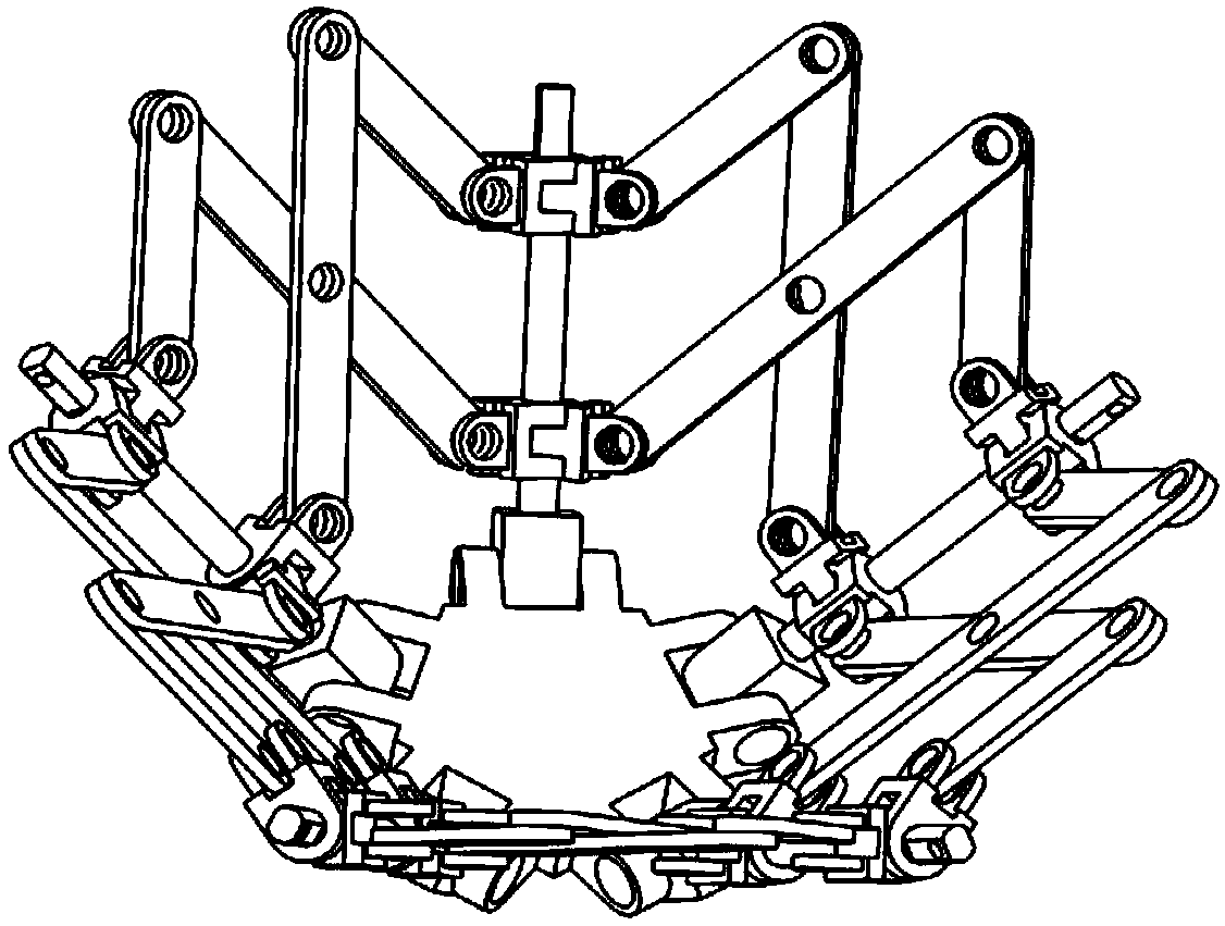 Shear type unit imitation cobweb space expandable mechanism