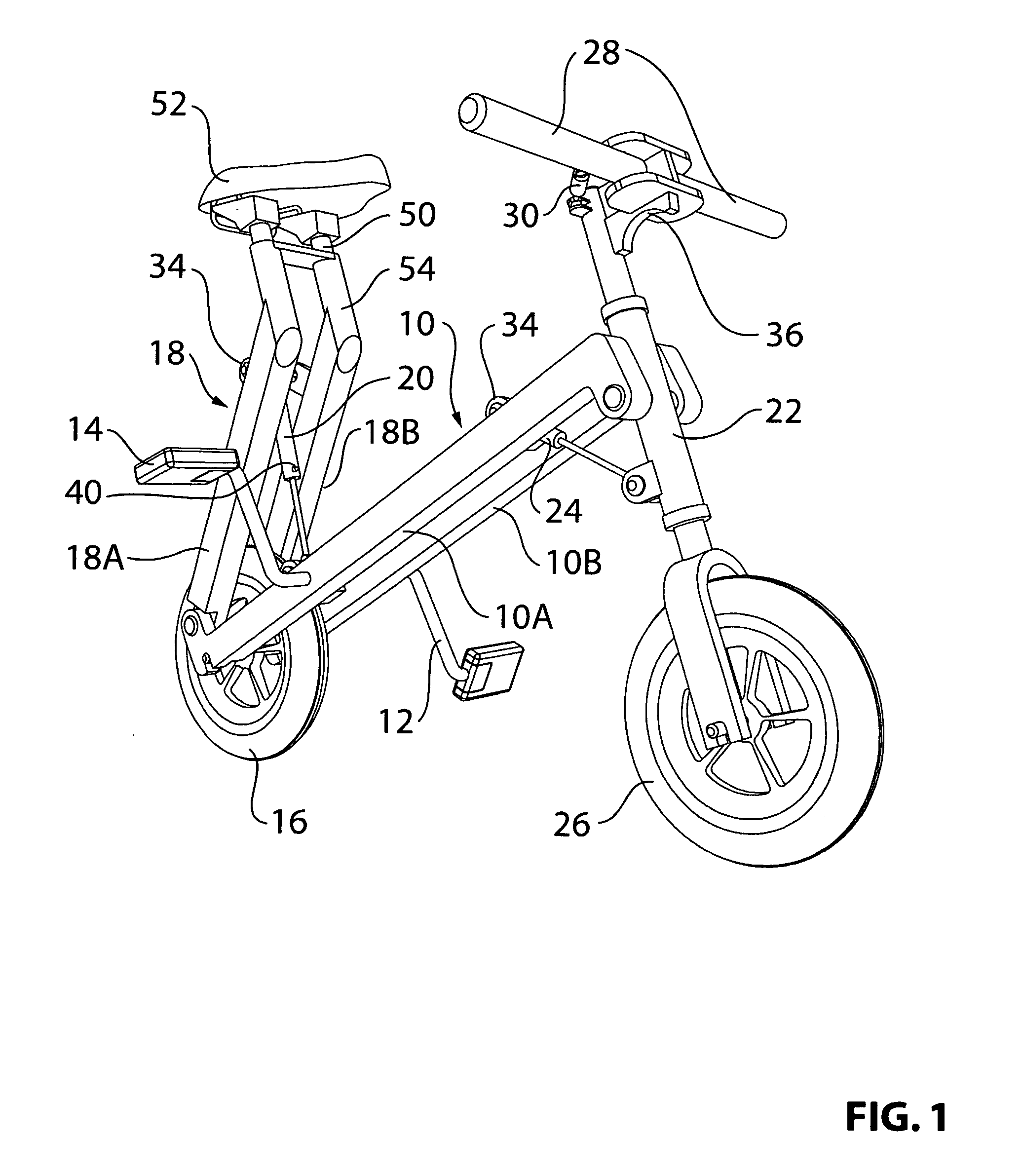 Self powered collapsible bicycle