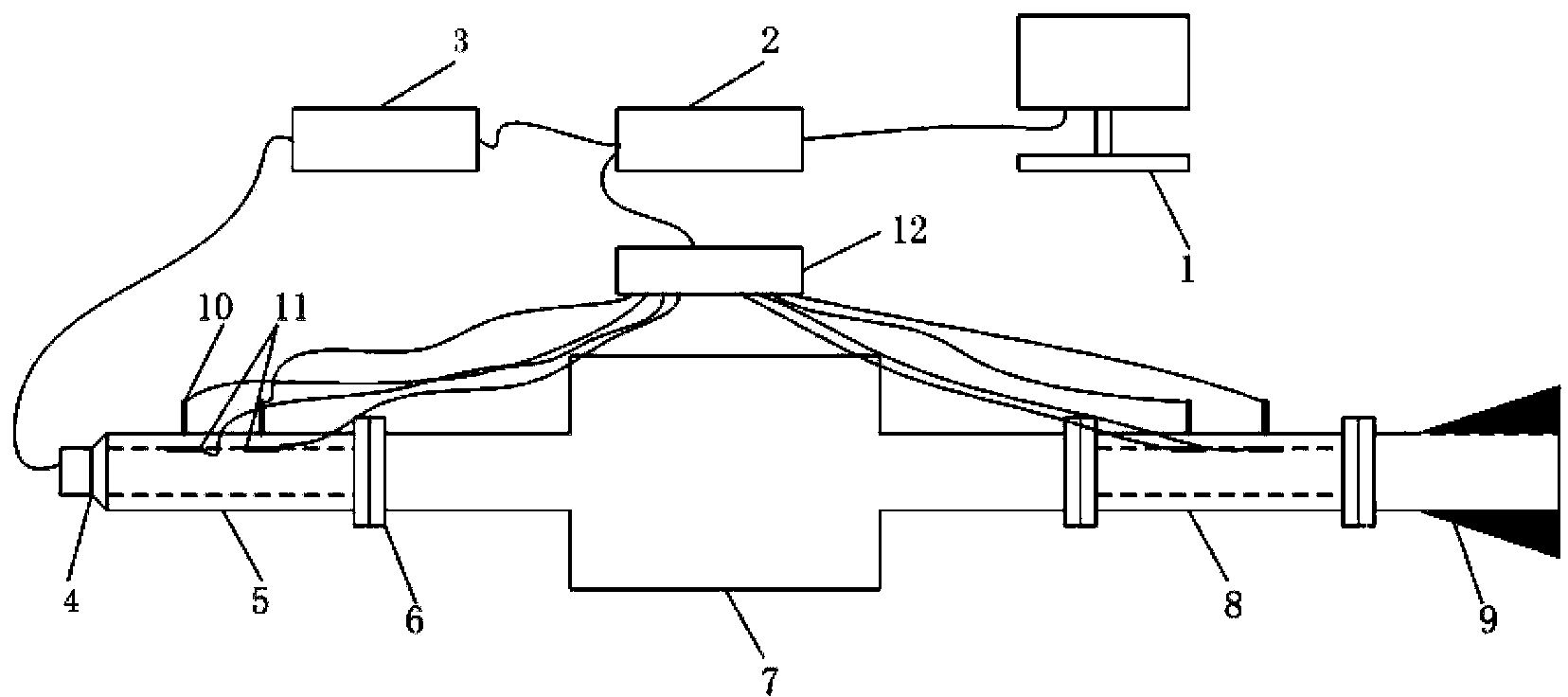 Experimental measurement method for medium-high frequency acoustic performance of large-pipe-diameter silencer