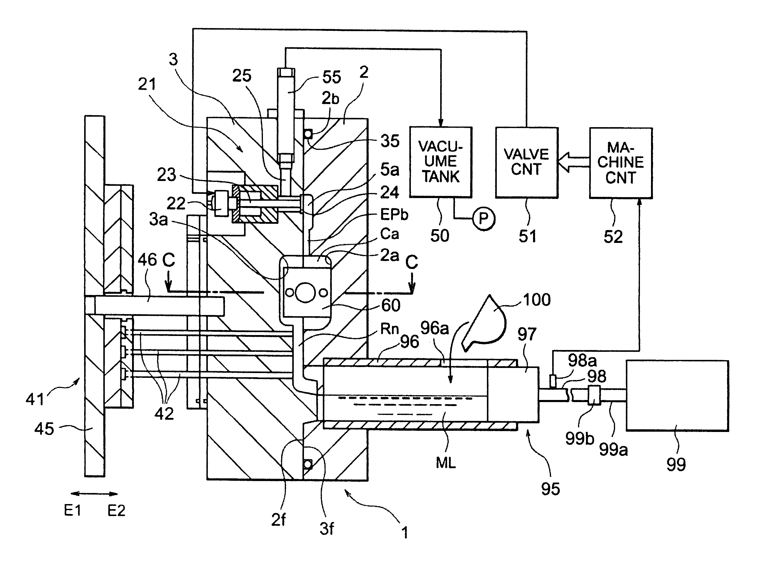 Vacuum casting die