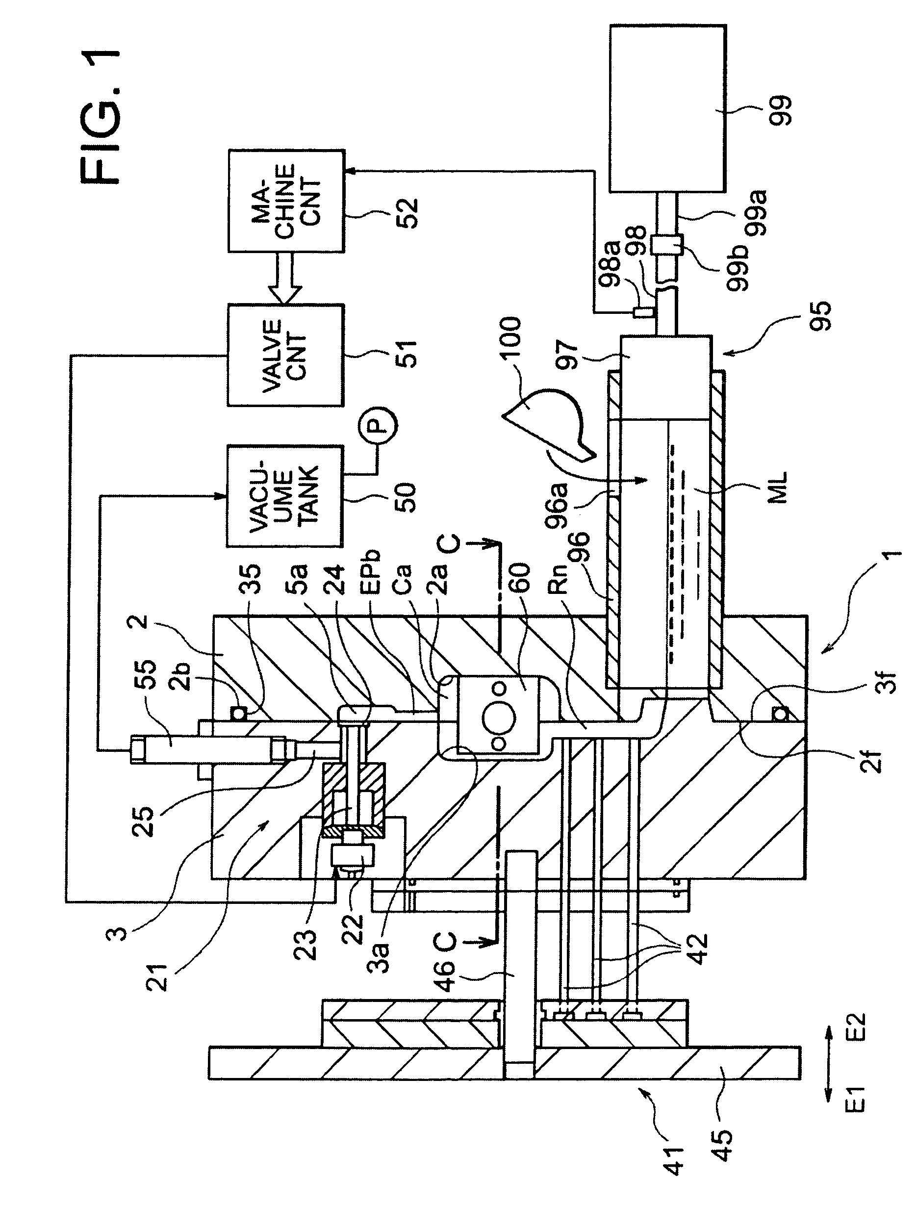 Vacuum casting die