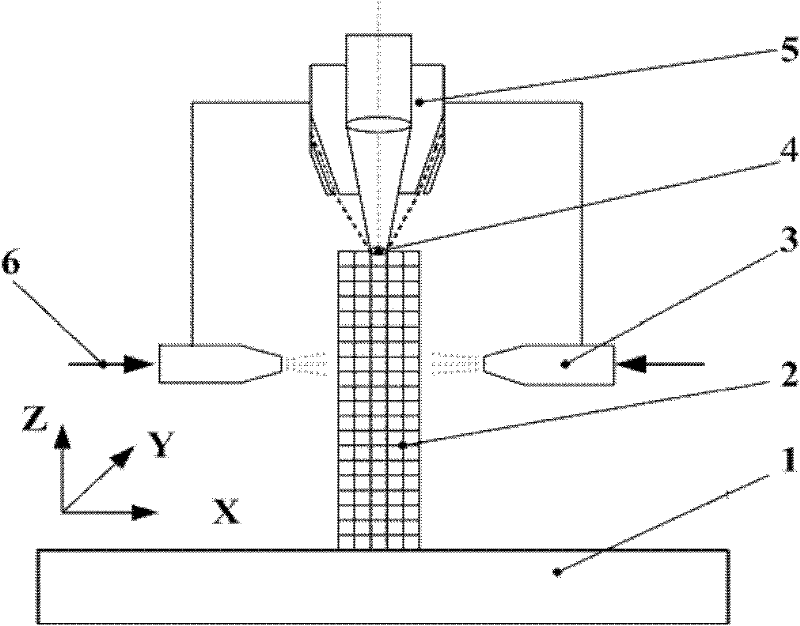 Laser metal direct forming method of liquid argon jet cooling directional solidification