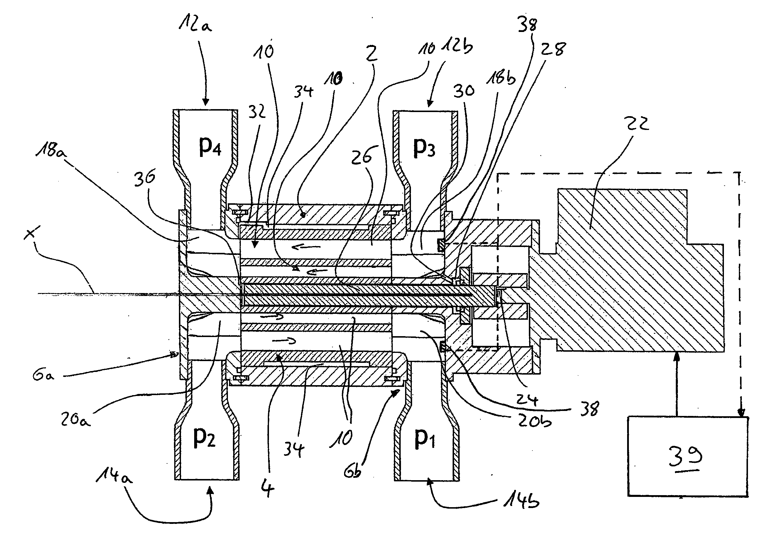 Pressure exchanger for transmitting pressure energy from a first liquid stream to a second liquid stream