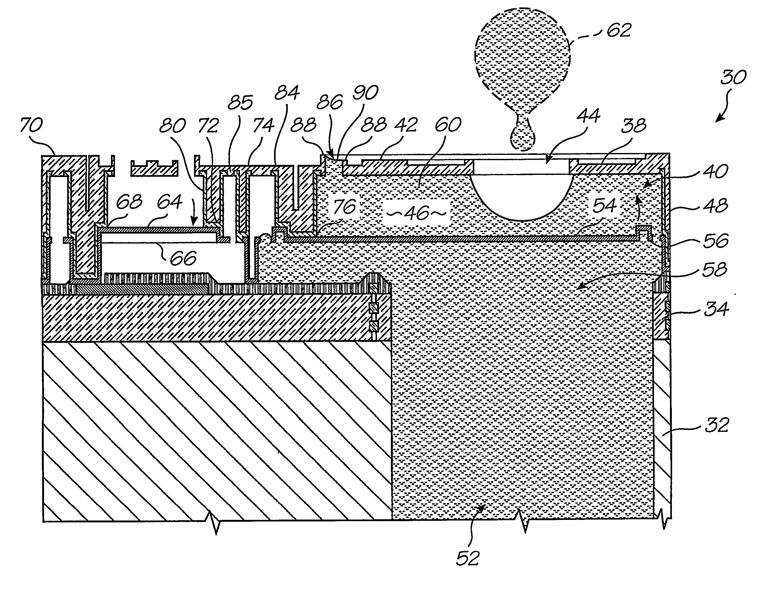 Motion transmitting structure for a nozzle arrangement of a printhead chip for an inkjet printhead