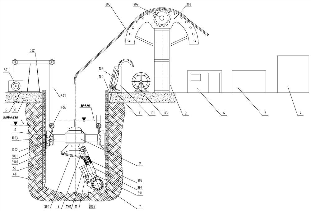 Sinking type vertical shaft heading machine and well forming method thereof