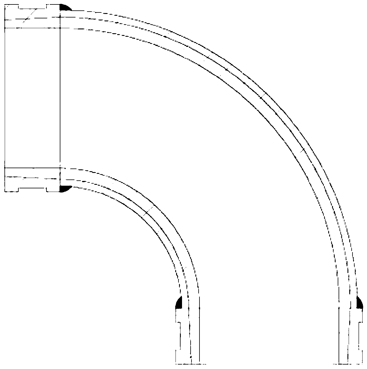 Bi-metal composite pouring bent pipe used for concrete conveying and manufacturing method