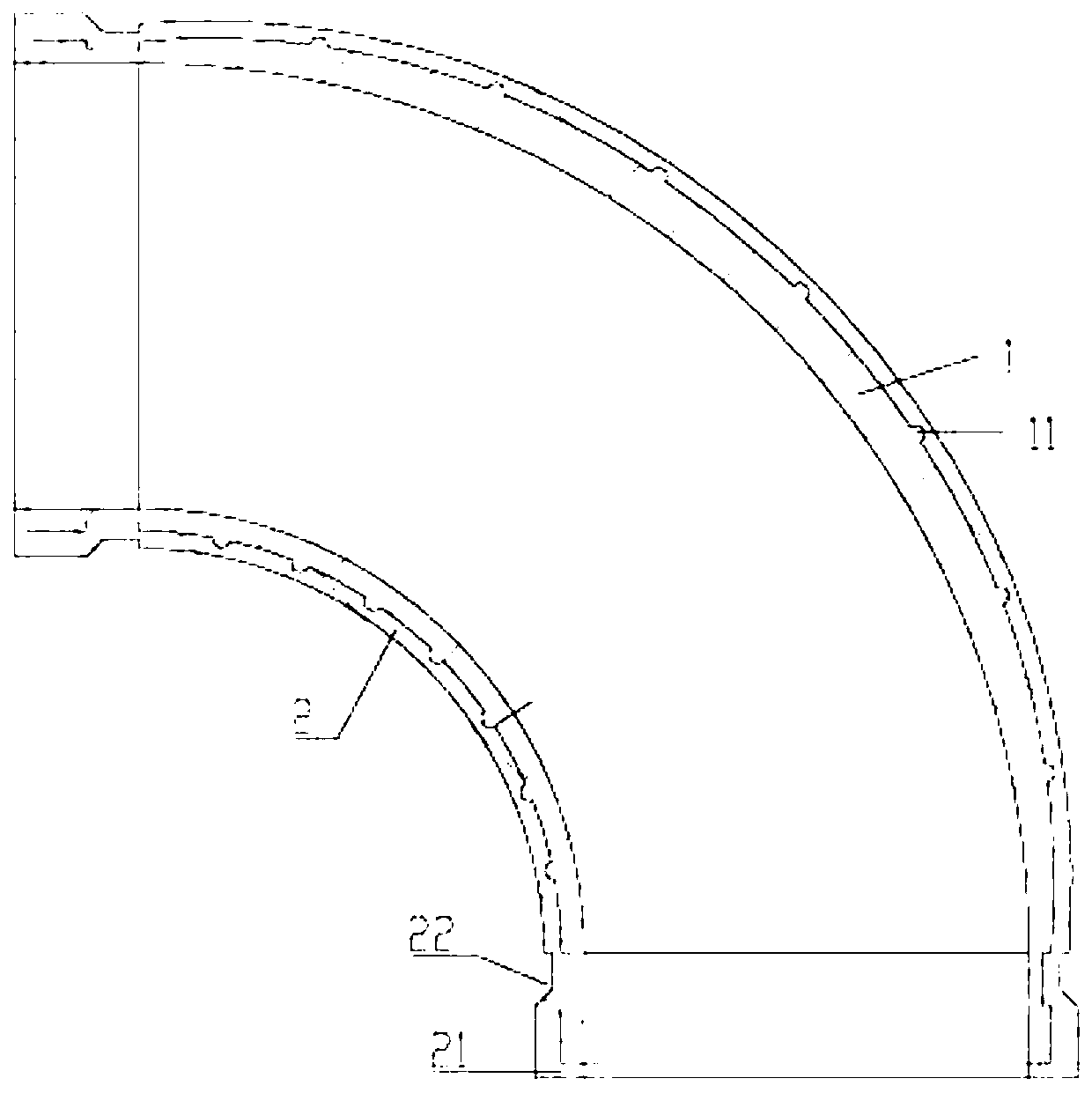 Bi-metal composite pouring bent pipe used for concrete conveying and manufacturing method