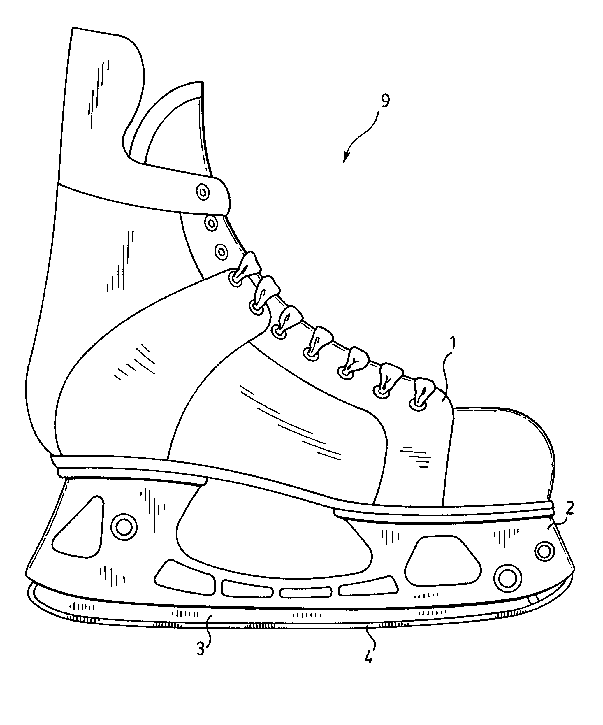 Skate with pivoting rocker and replaceable blade