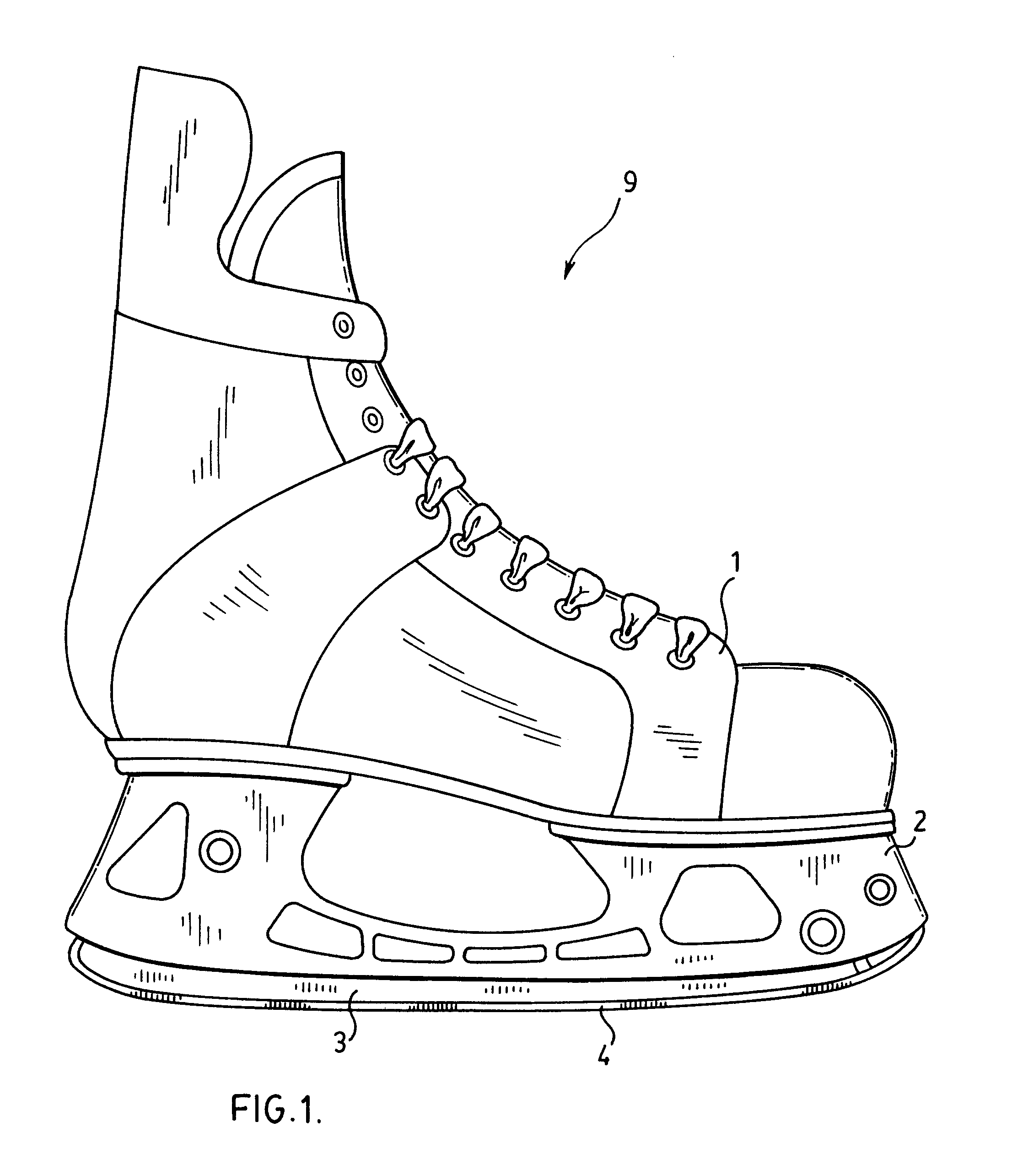 Skate with pivoting rocker and replaceable blade