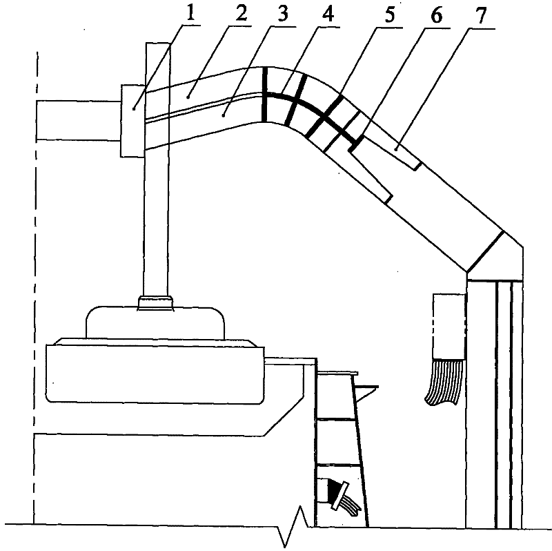 Recurvation-prevention aluminum electrolysis cell upright column flexible bus bar