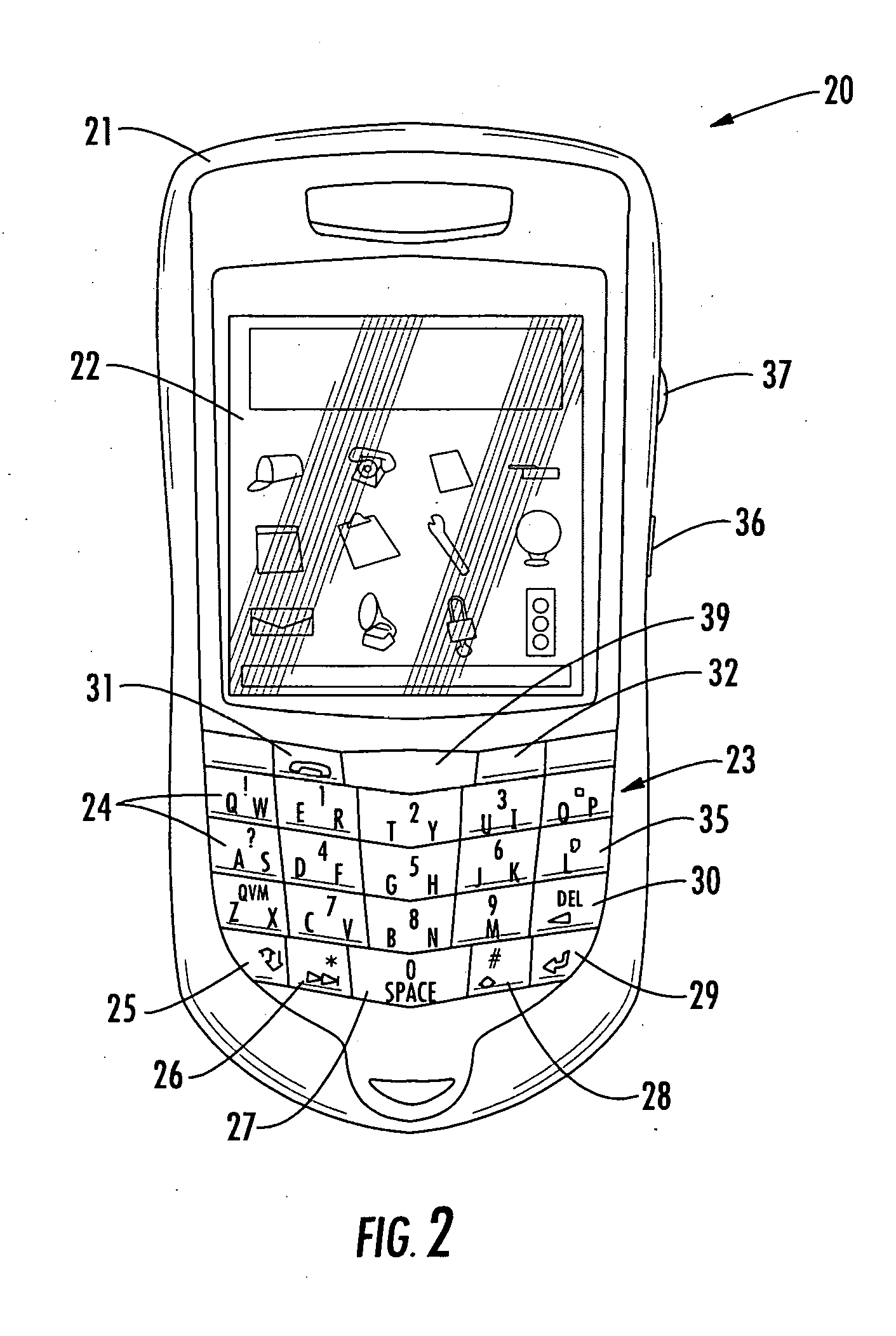 Mobile wireless communications device with reduced interference from the keyboard into the radio receiver