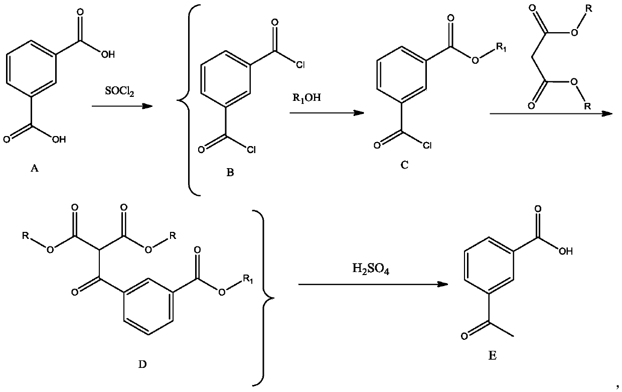 One-pot synthetic method for m-acetylbenzoic acid