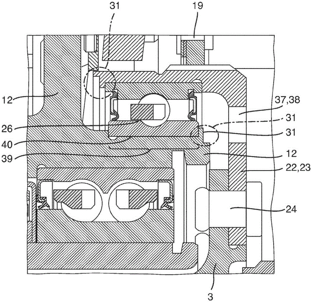Bearing assembly for an intermediate shaft in a clutch of a hybrid module
