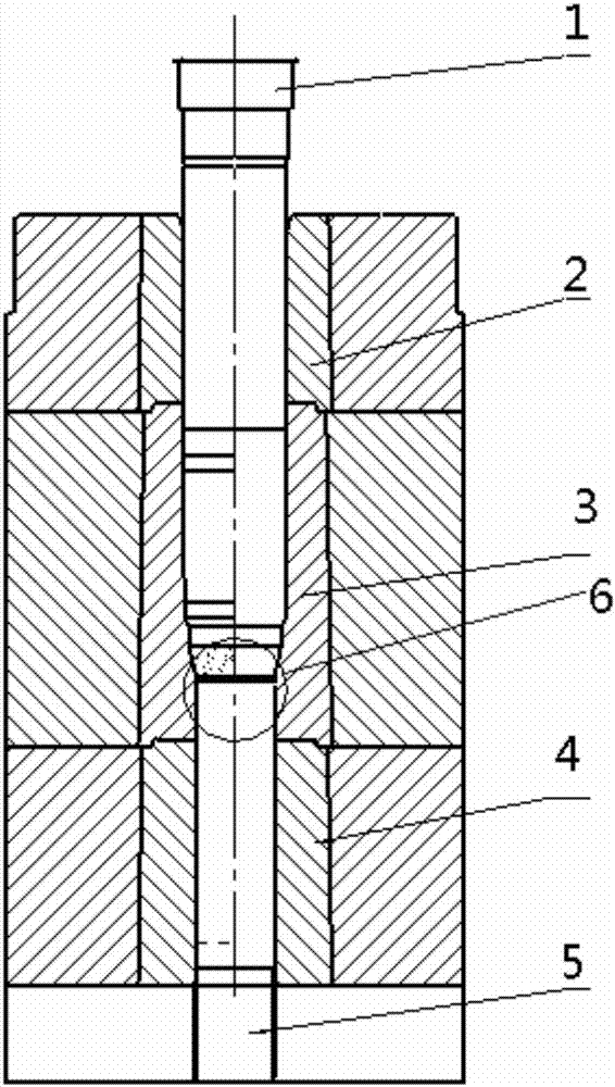 Long rod warm forging forward extrusion mode-hopping-prevention die and method for machining product with same