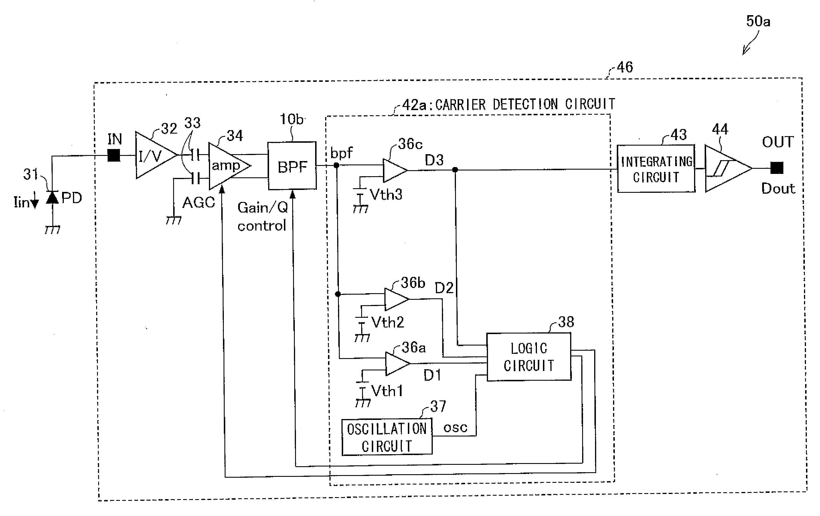 Bandpass filter circuit, band-elimination filter circuit, infrared signal processing circuit
