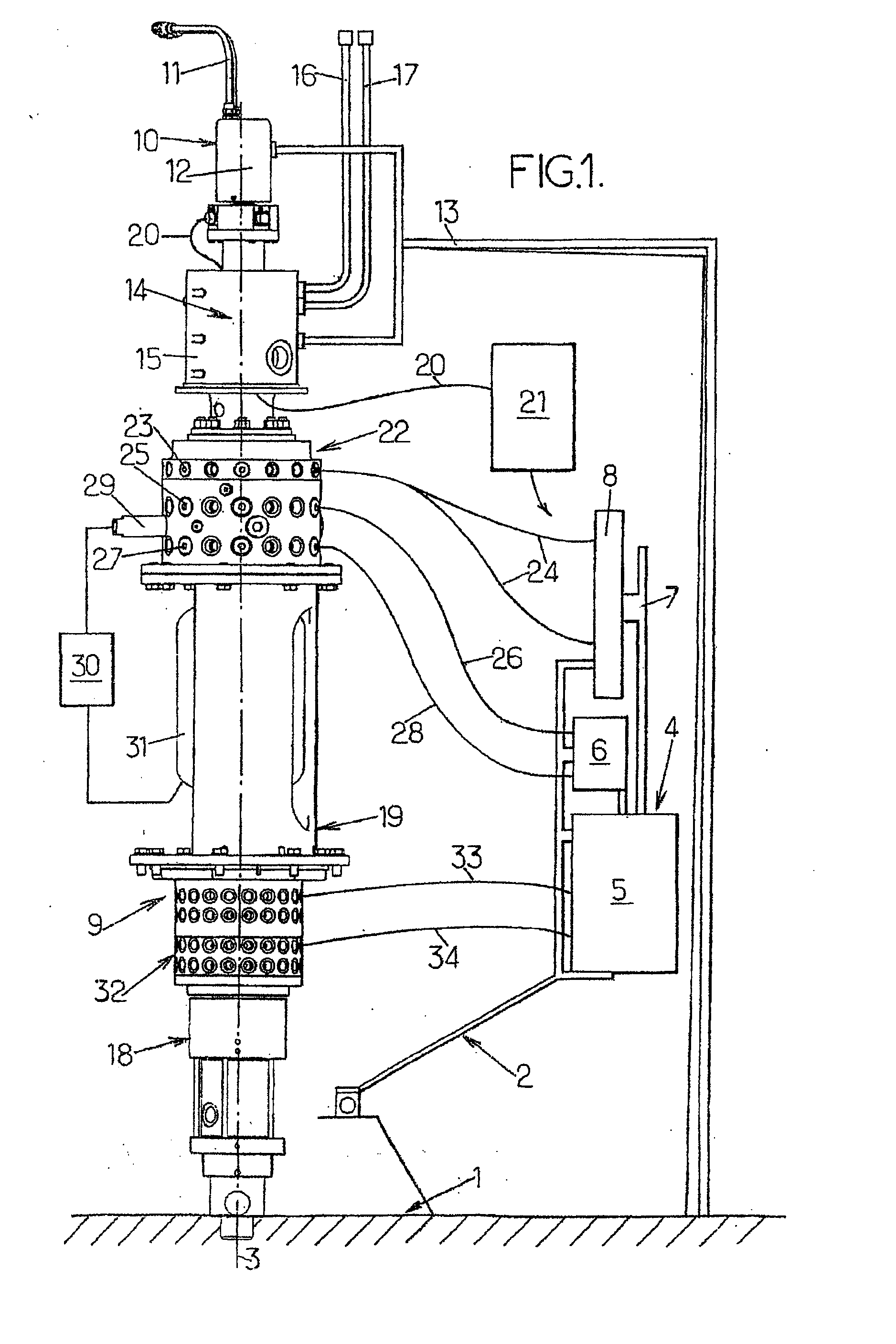 Rotating Machine With a Fluid Supply Rotating Column