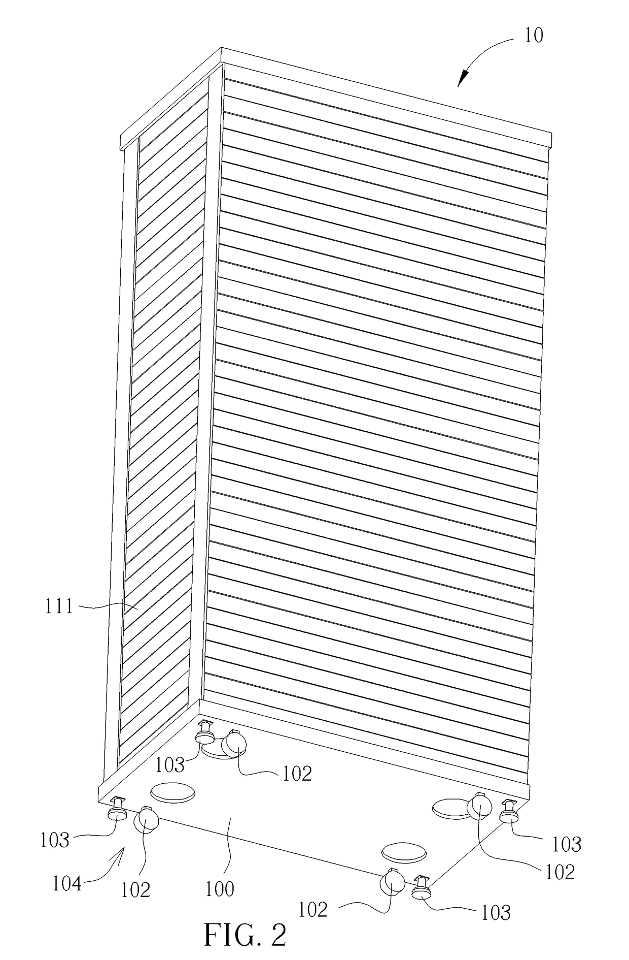 Pallet structure with air bag structure, cabinet device with pallet structure, and method thereof