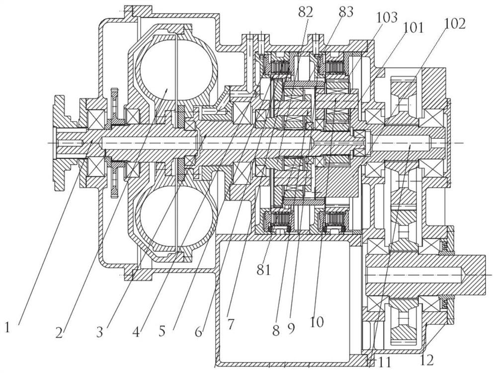 Hydraulic mechanical planetary reversible transmission device and method