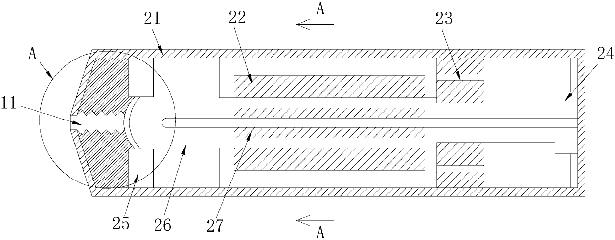 Energy-storage concrete vibrator adopting variable cross-section channel for accelerating airflow