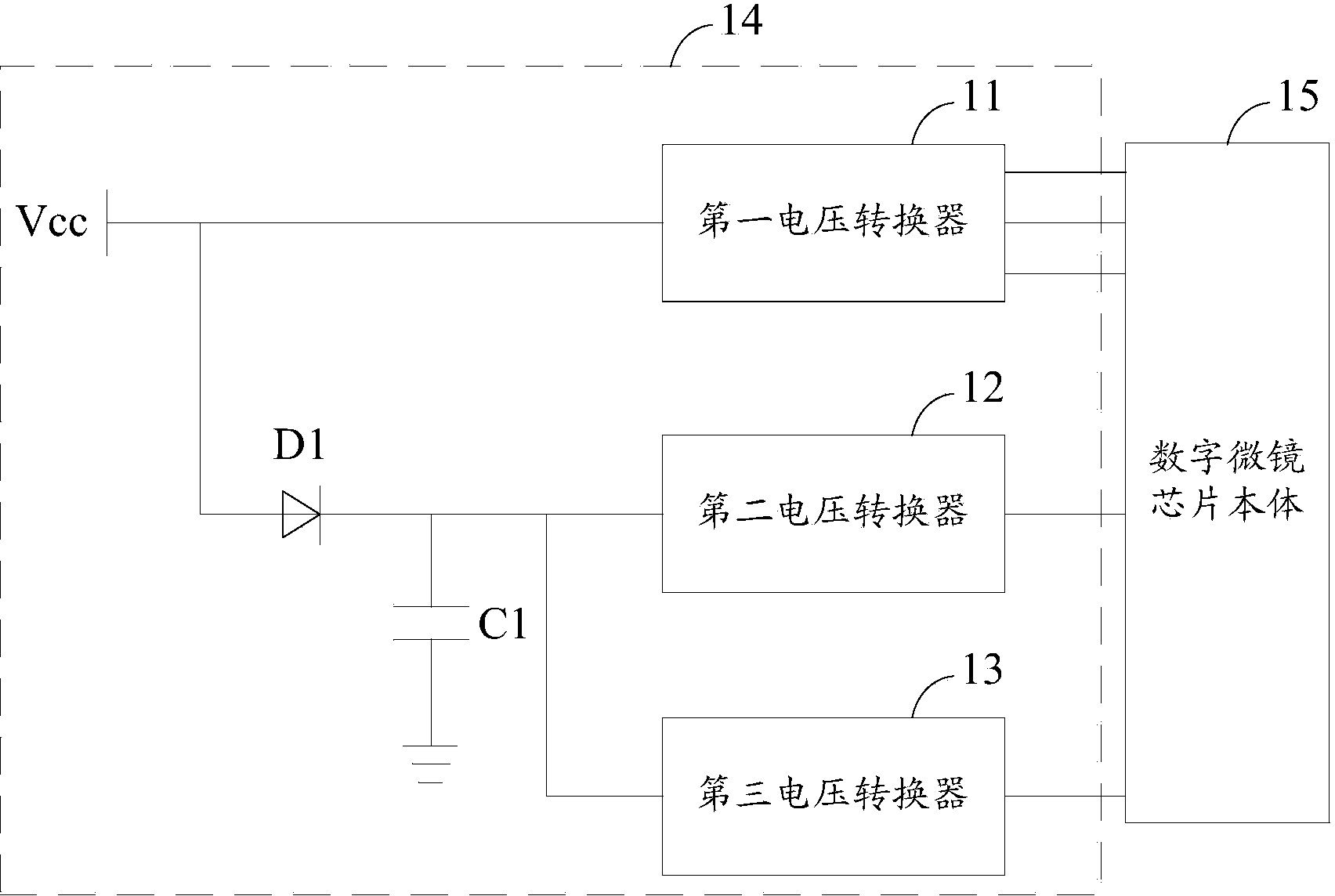 Power supply circuit of digital micromirror chip and digital micromirror chip