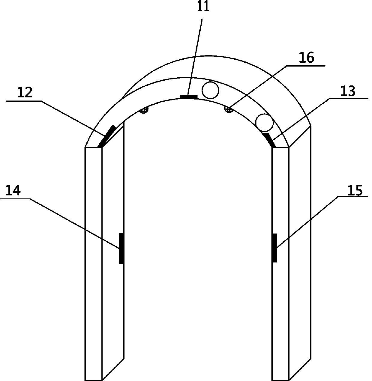 Device and method for simulating forces in different areas of arched tunnel