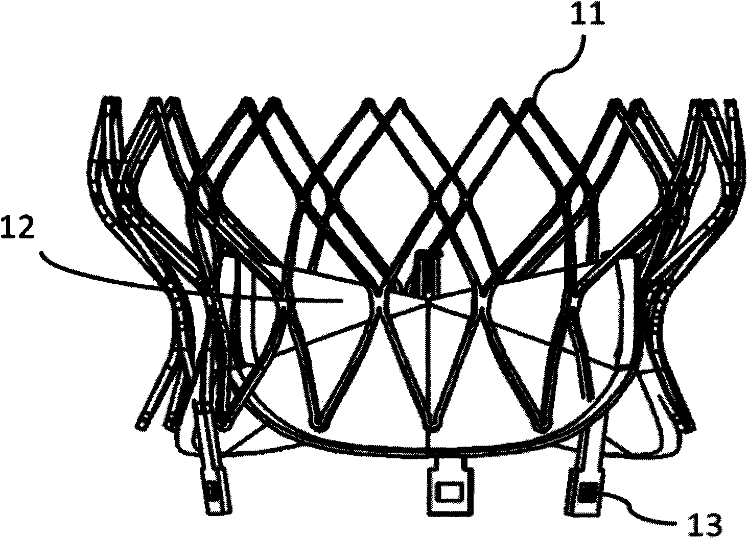 Heart valve implantation device provided with anchoring device