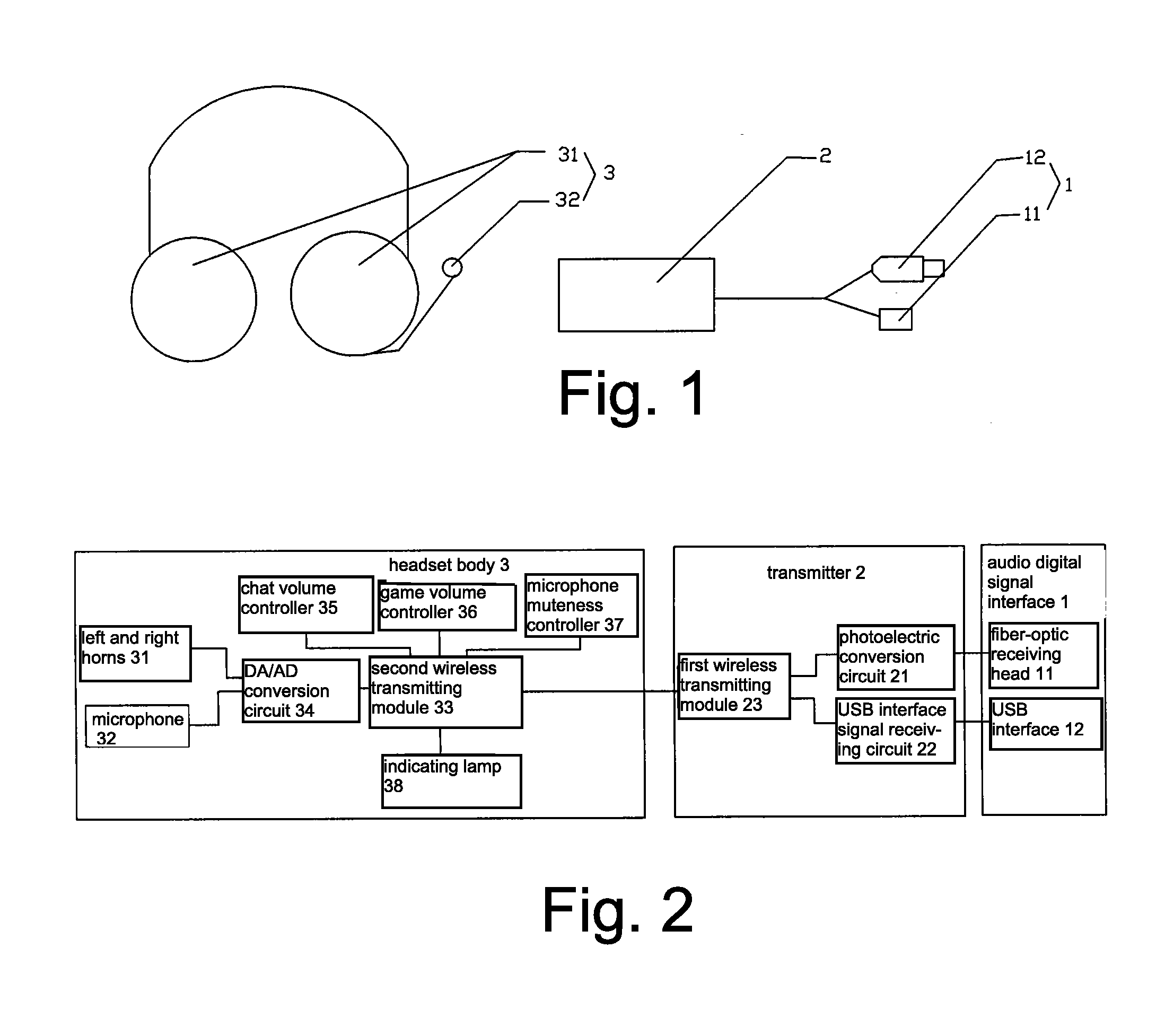 Optical fiber decoding-based wireless gaming headset