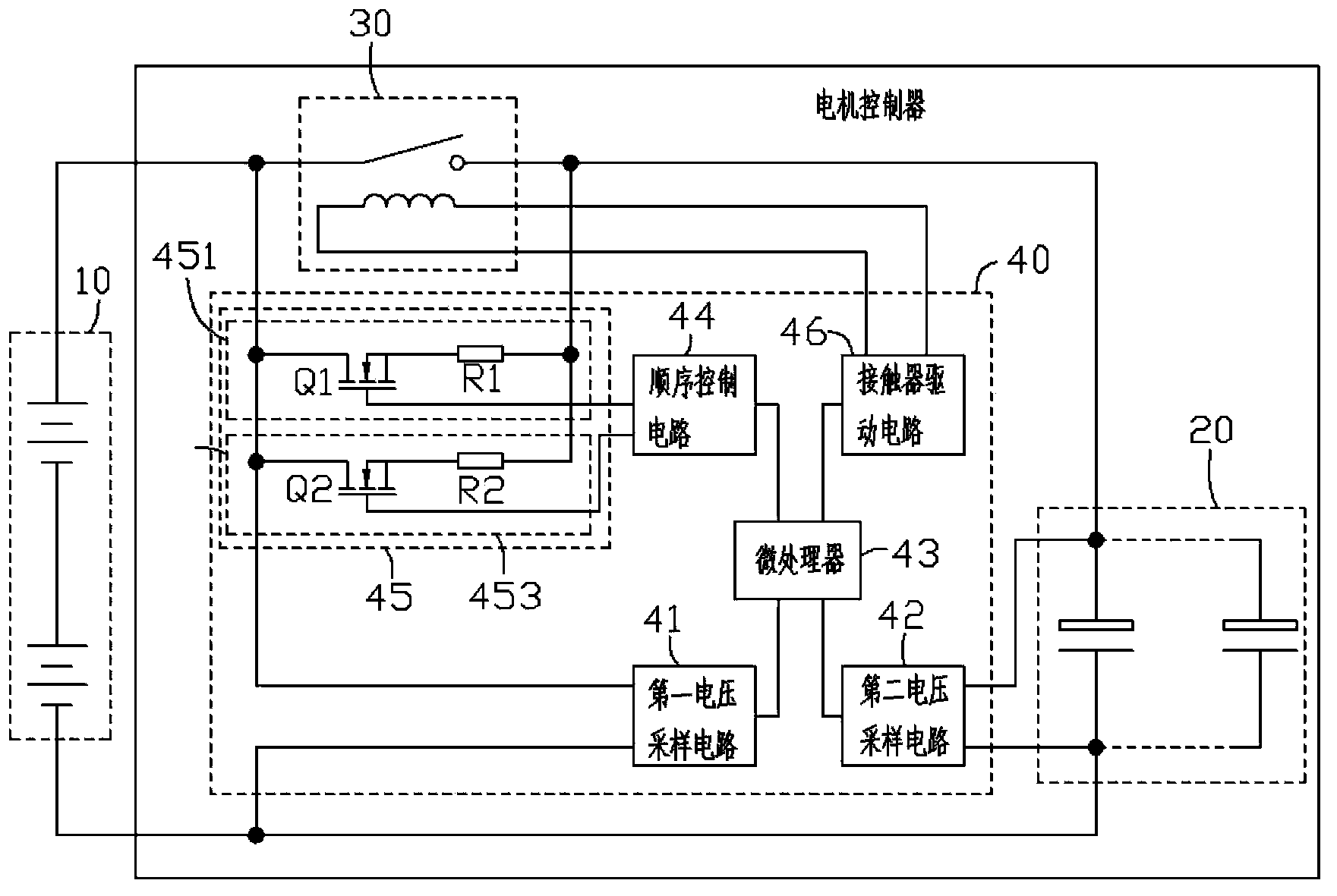 Pre-charging device of motor controller
