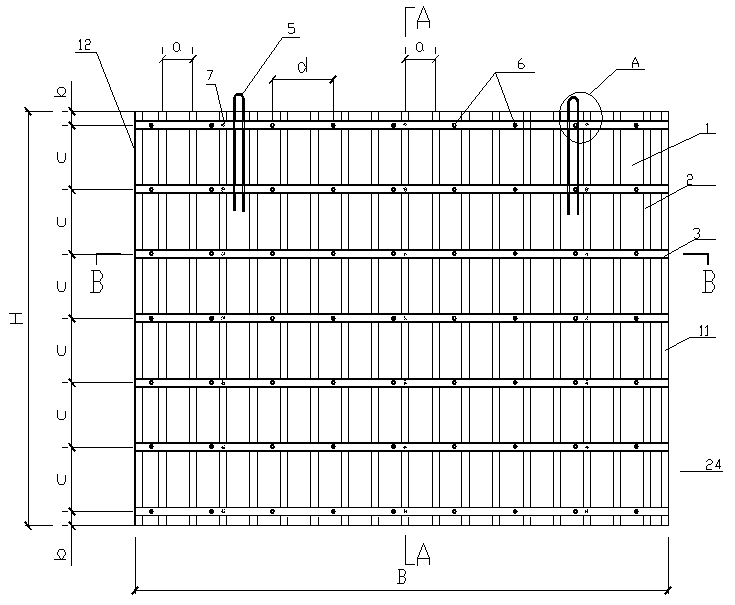 Shaping template for shear wall in deformation joint position of high-rise building