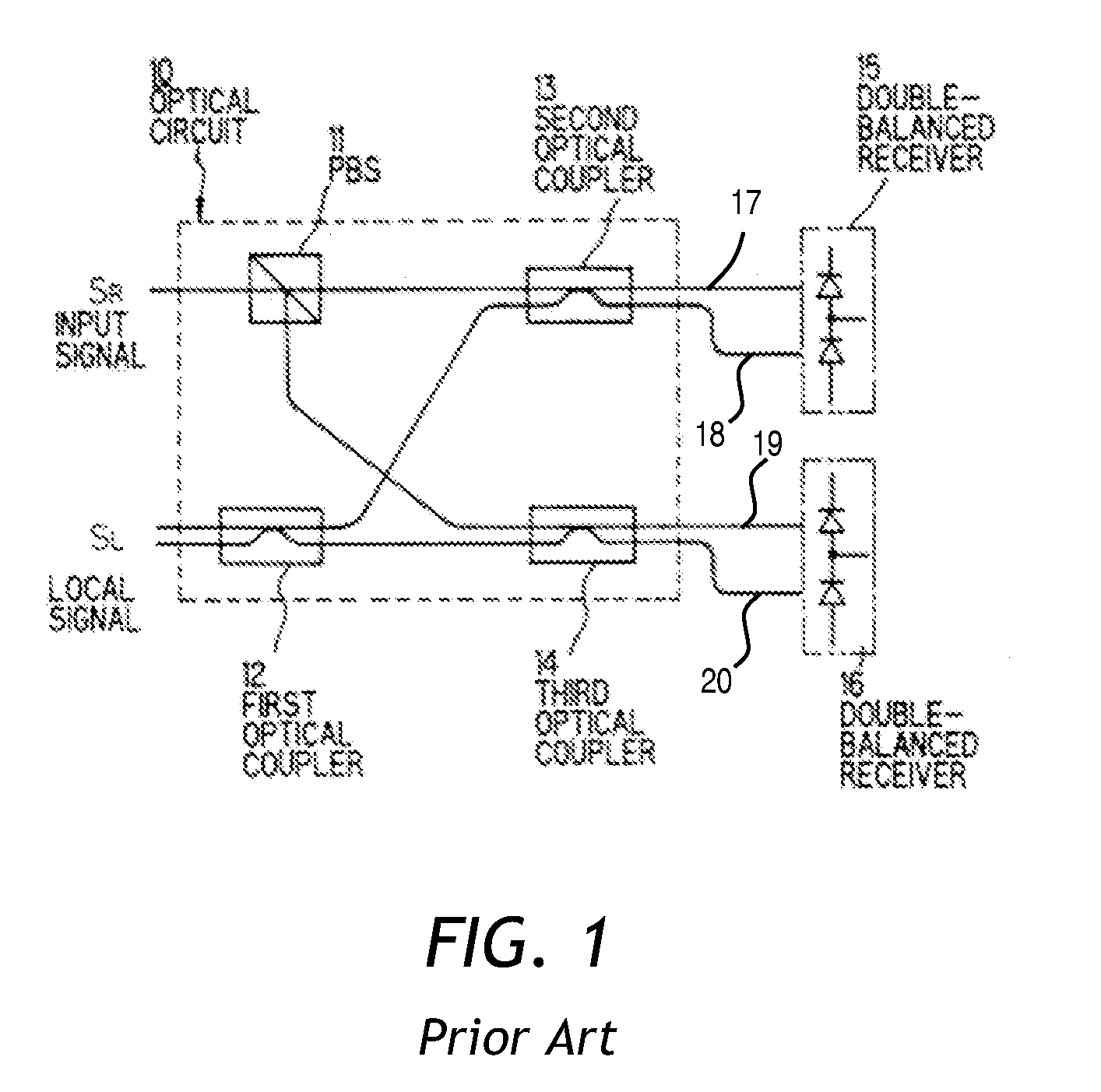 Coherent optical mixer and a method of coherent detection of light