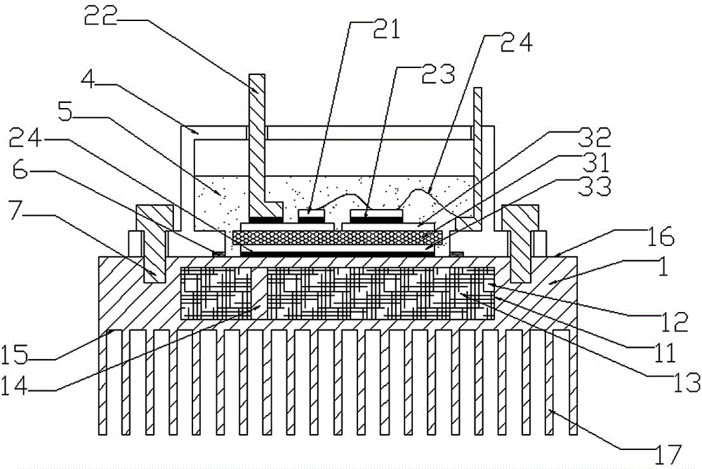 Power module structure with vapor chamber heat radiation substrate