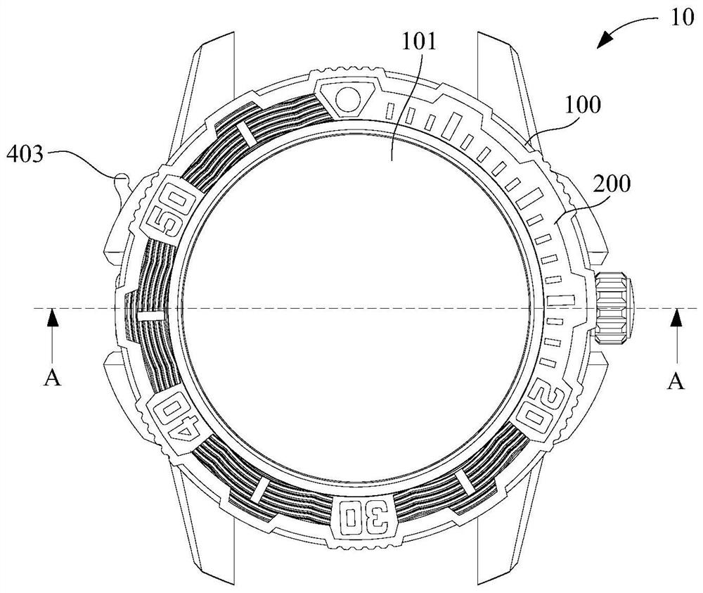 Front ring locking watchcase and watch