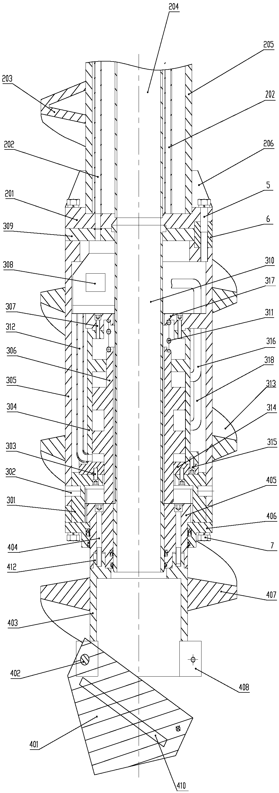 Screw-extruded submerged-hole rock-socketing device and pile-forming method