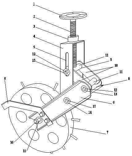 Straddle support lifting adjustment ground wheel assembly