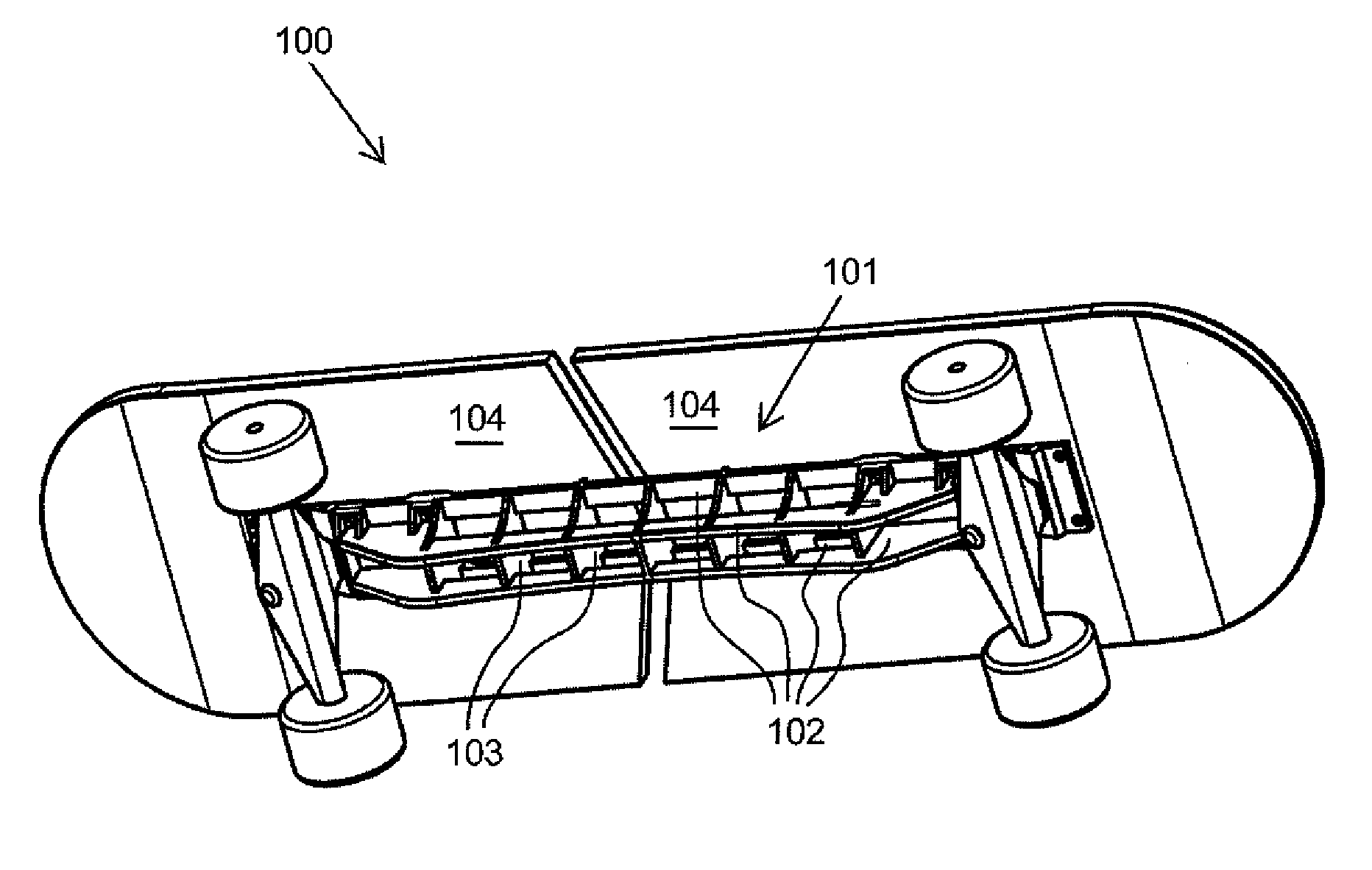 Torsionally flexible connecting structure for transportation device