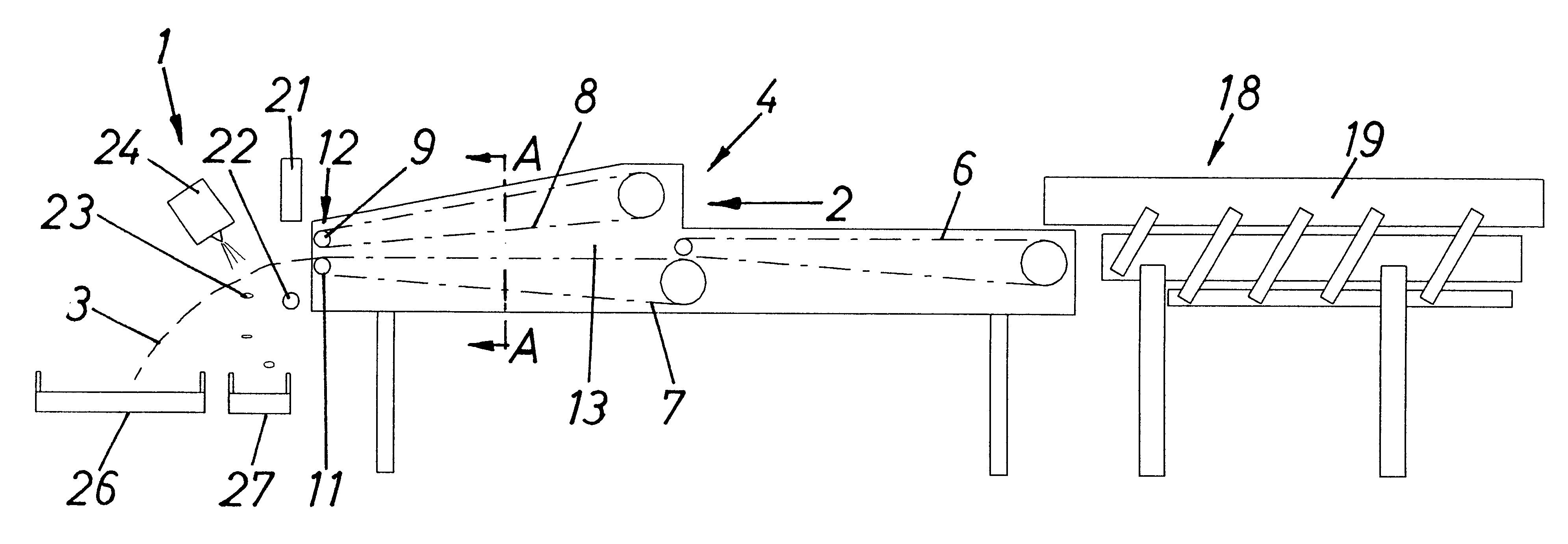 Apparatus for converting a continuously supplied material flow into a single layer