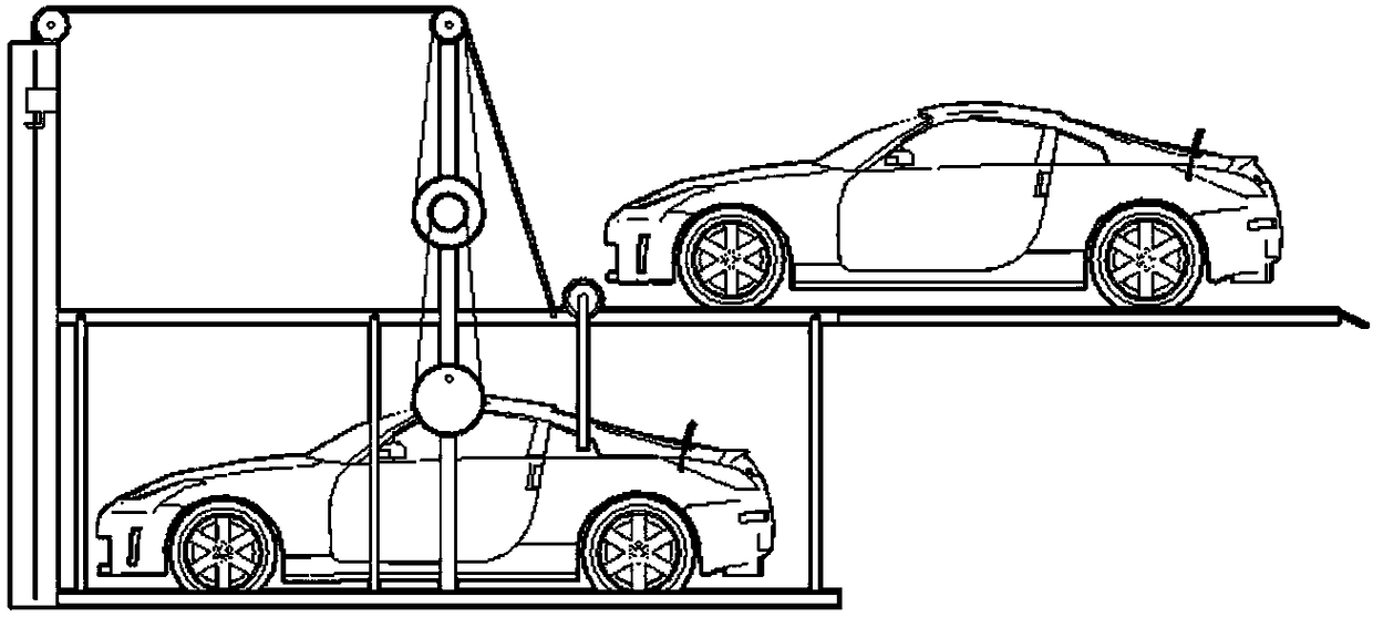 No-avoidance no-electric-power pull-up type longitudinal-arrangement longitudinal-entry double-decker garage