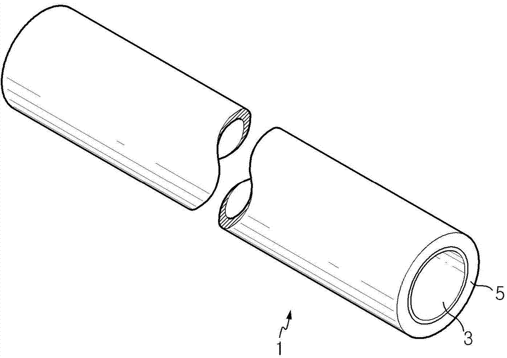 Composite pipe with metal pipe coated by resin, and manufacturing method and construction method thereof