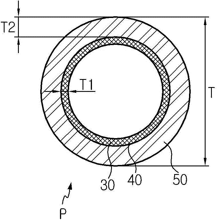 Composite pipe with metal pipe coated by resin, and manufacturing method and construction method thereof