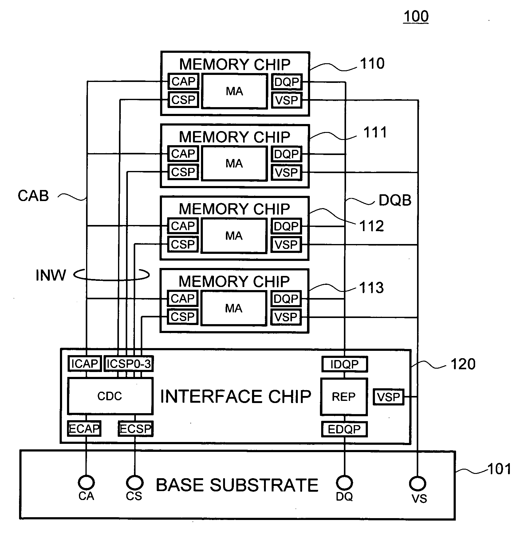 Semiconductor storage device having a plurality of stacked memory chips