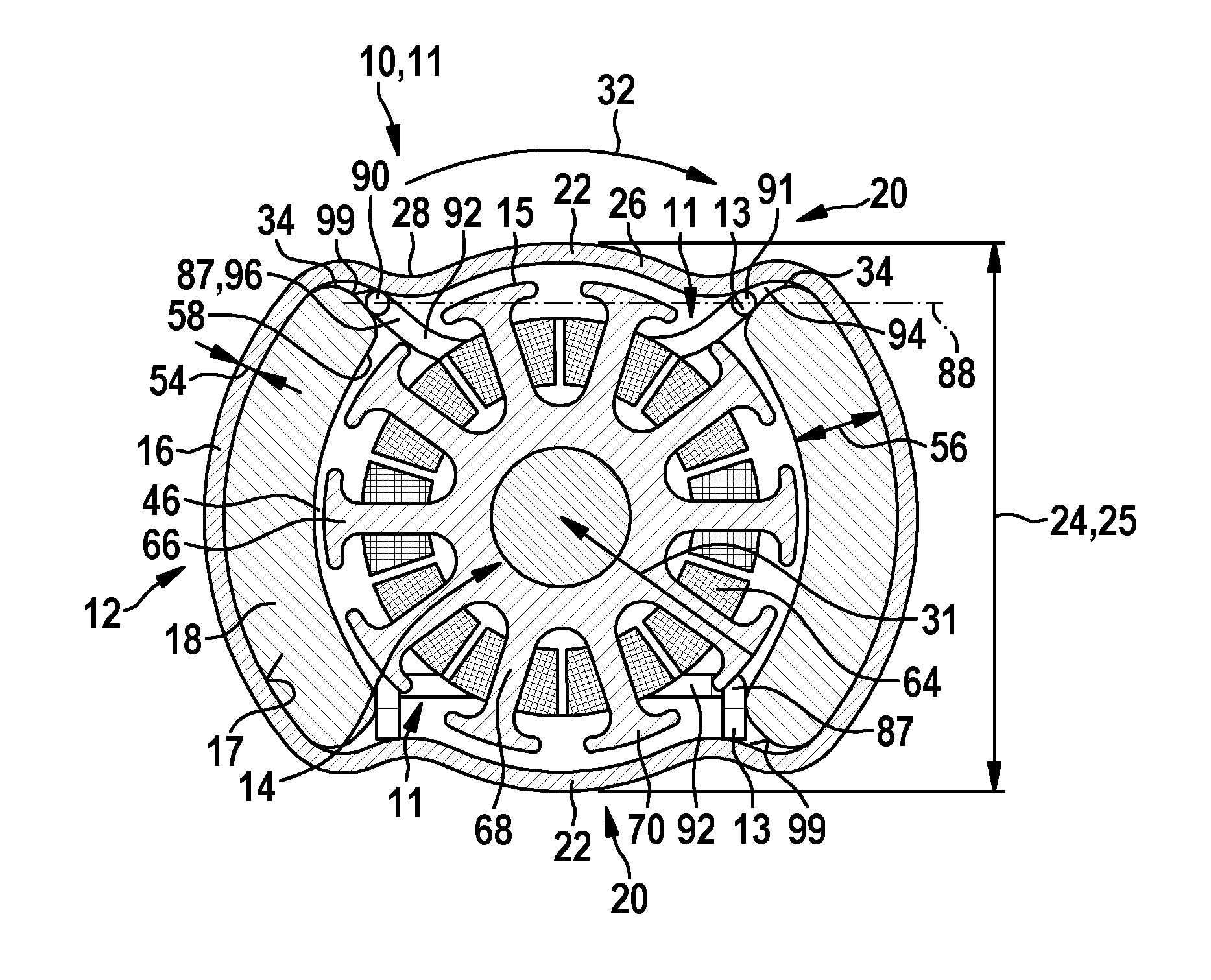 Magnet-retaining spring, electric machine containing such a magnet-retaining spring, and method for producing the electric machine