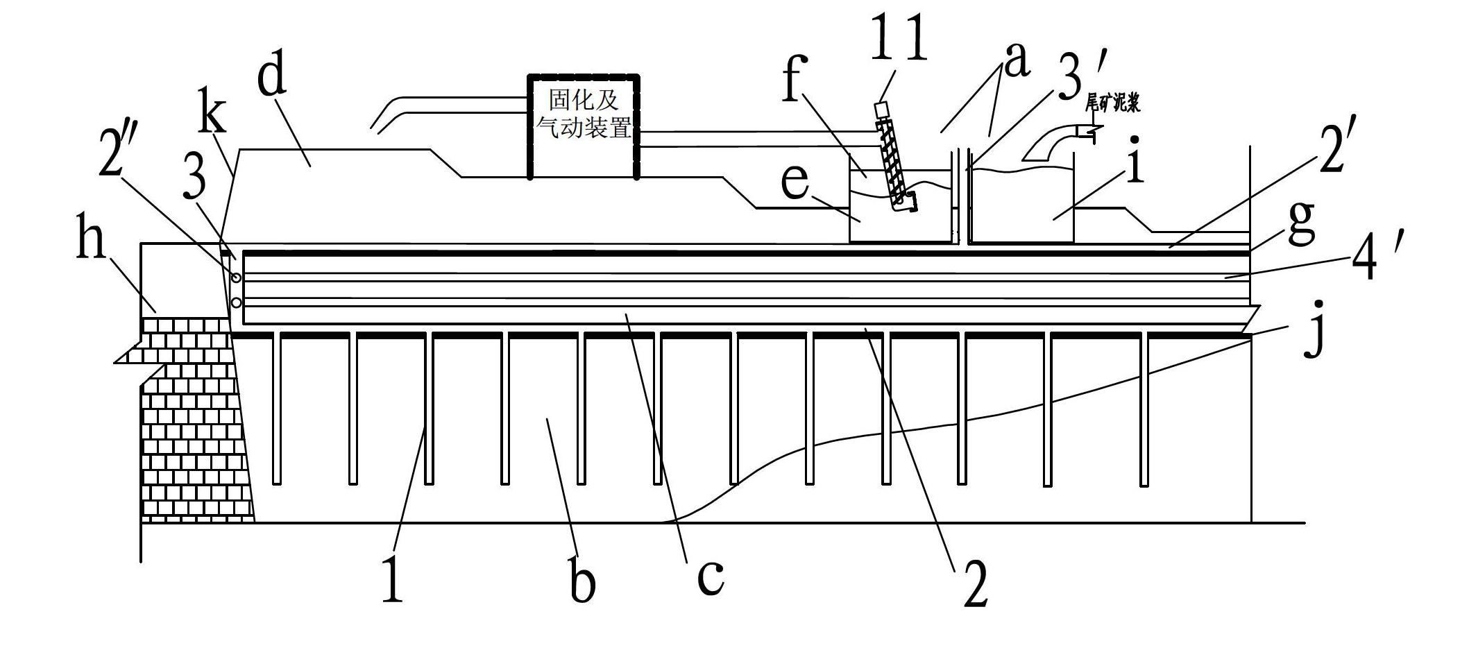 A method for improving in-service tailings pond capacity and a device thereof
