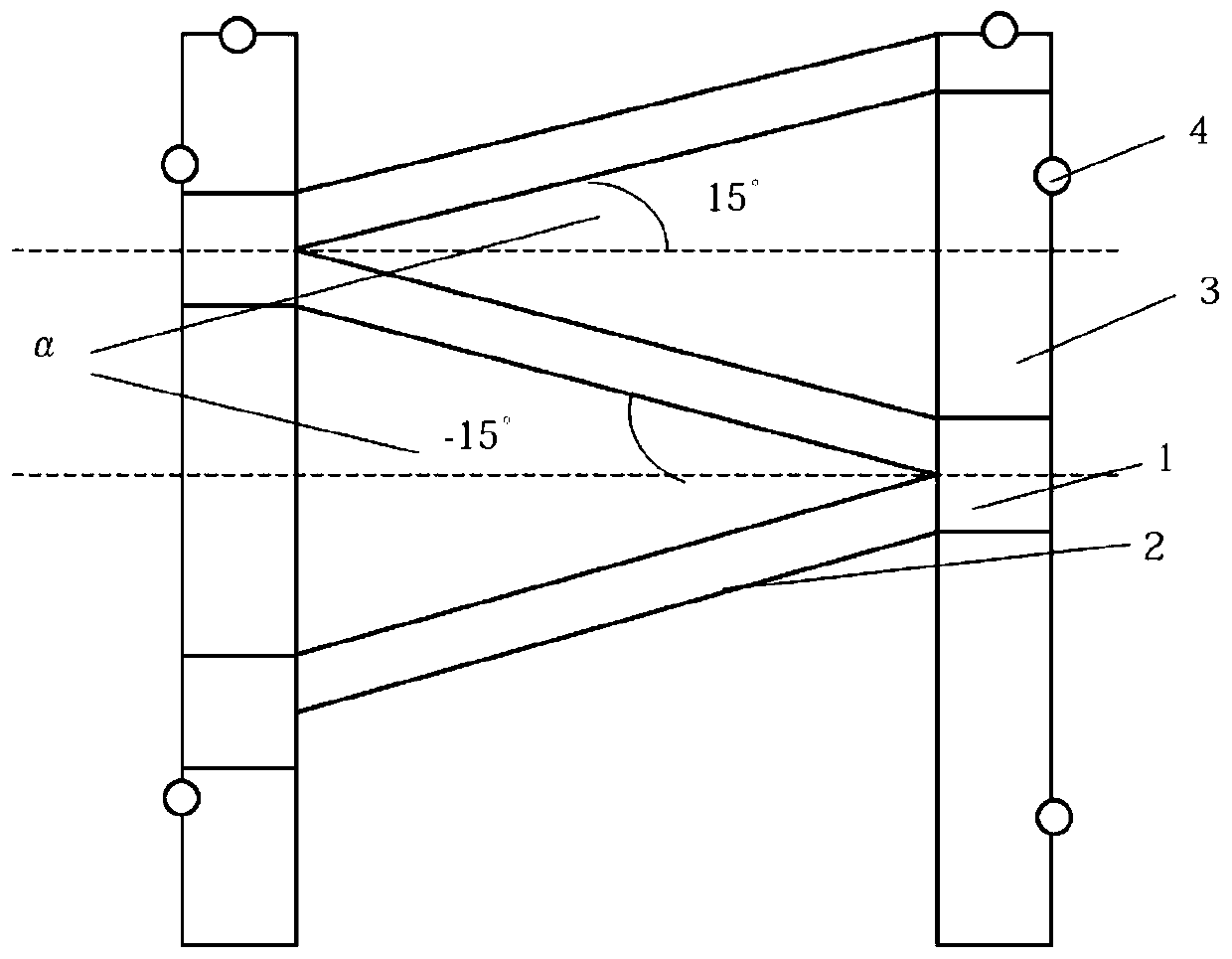 Safety-based method for adjusting hanging angle of upper stair and lower stair of deep foundation pit