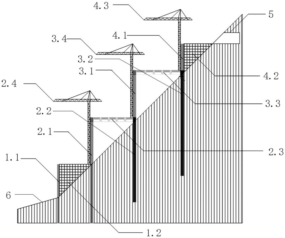 Mining method tunnel portal slope construction platform structure and construction method thereof