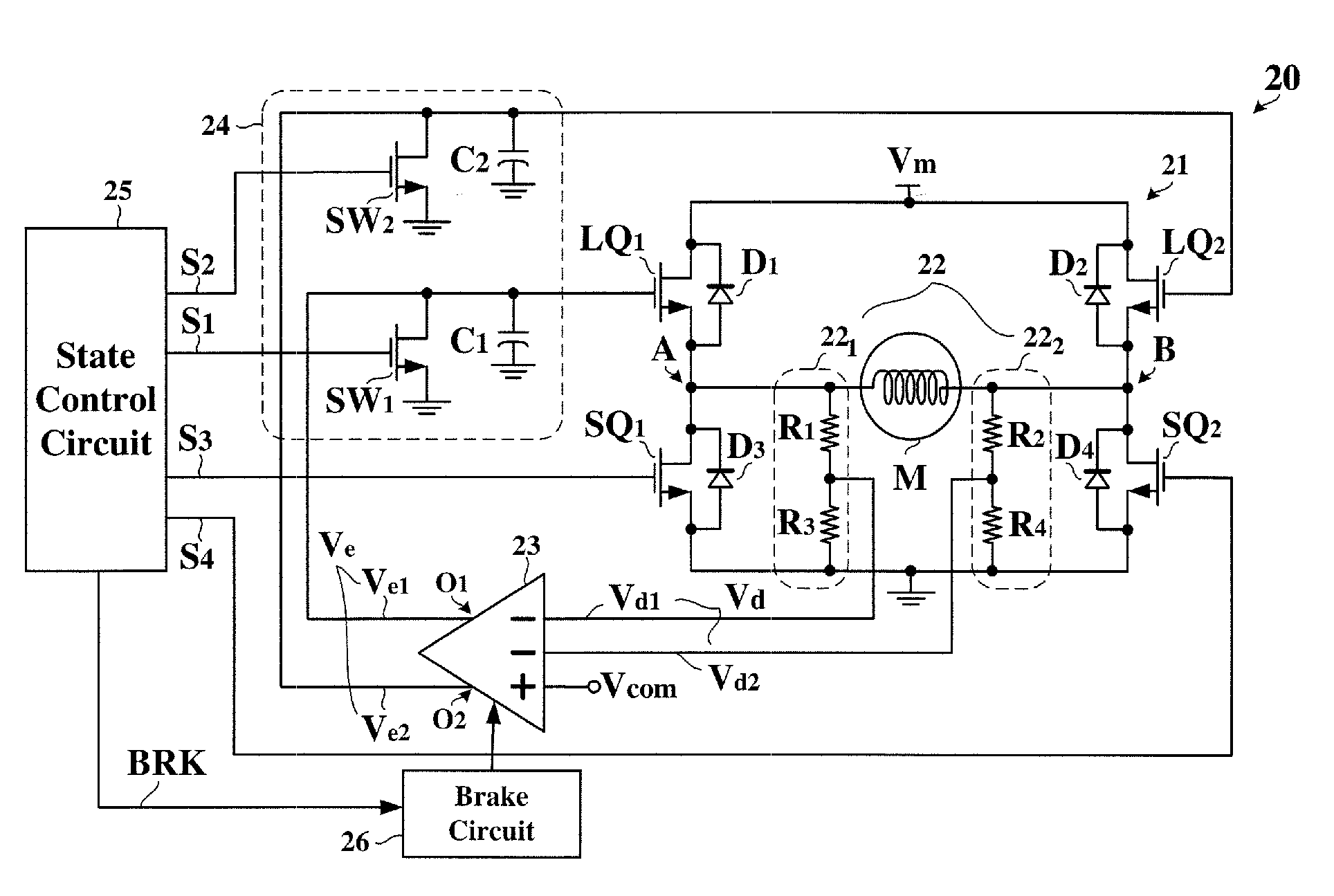 Motor control circuit for supplying a controllable driving voltage