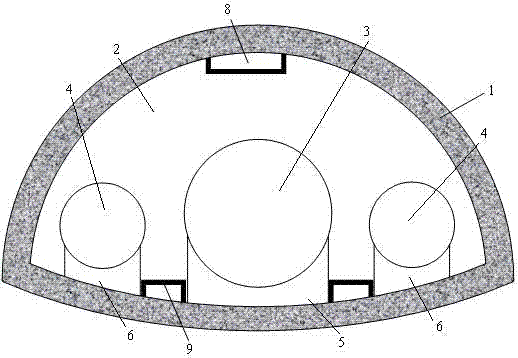 Semi-circular confluence regulation and storage type deep layer tunnel built through shield tunneling machine