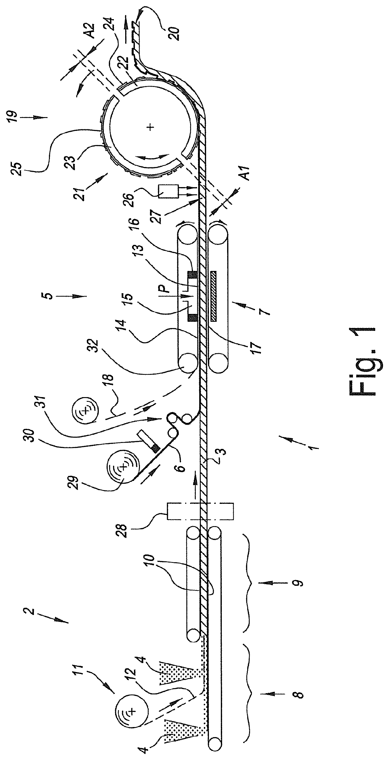 Method and installation for manufacturing a floor covering product and floor covering product obtained hereby