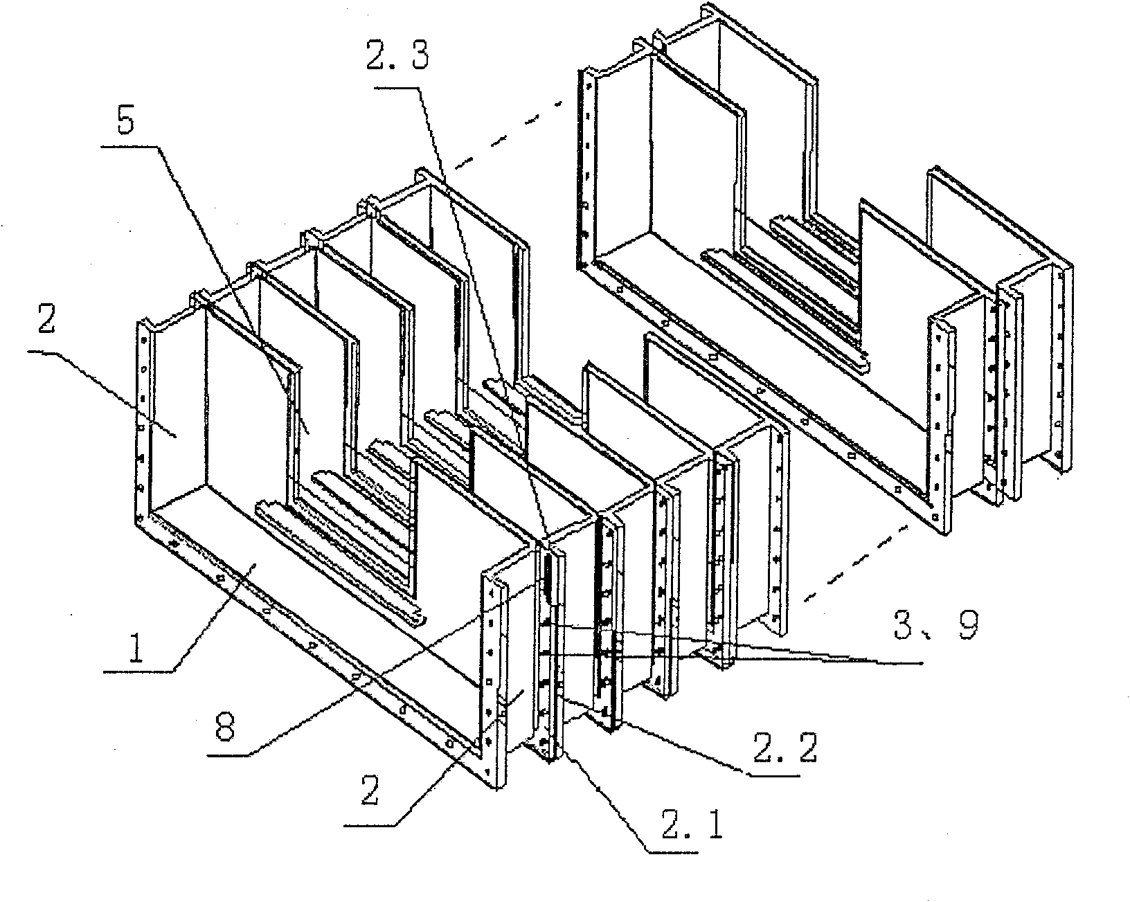 Tandem type electrolytic tank without wiring connection